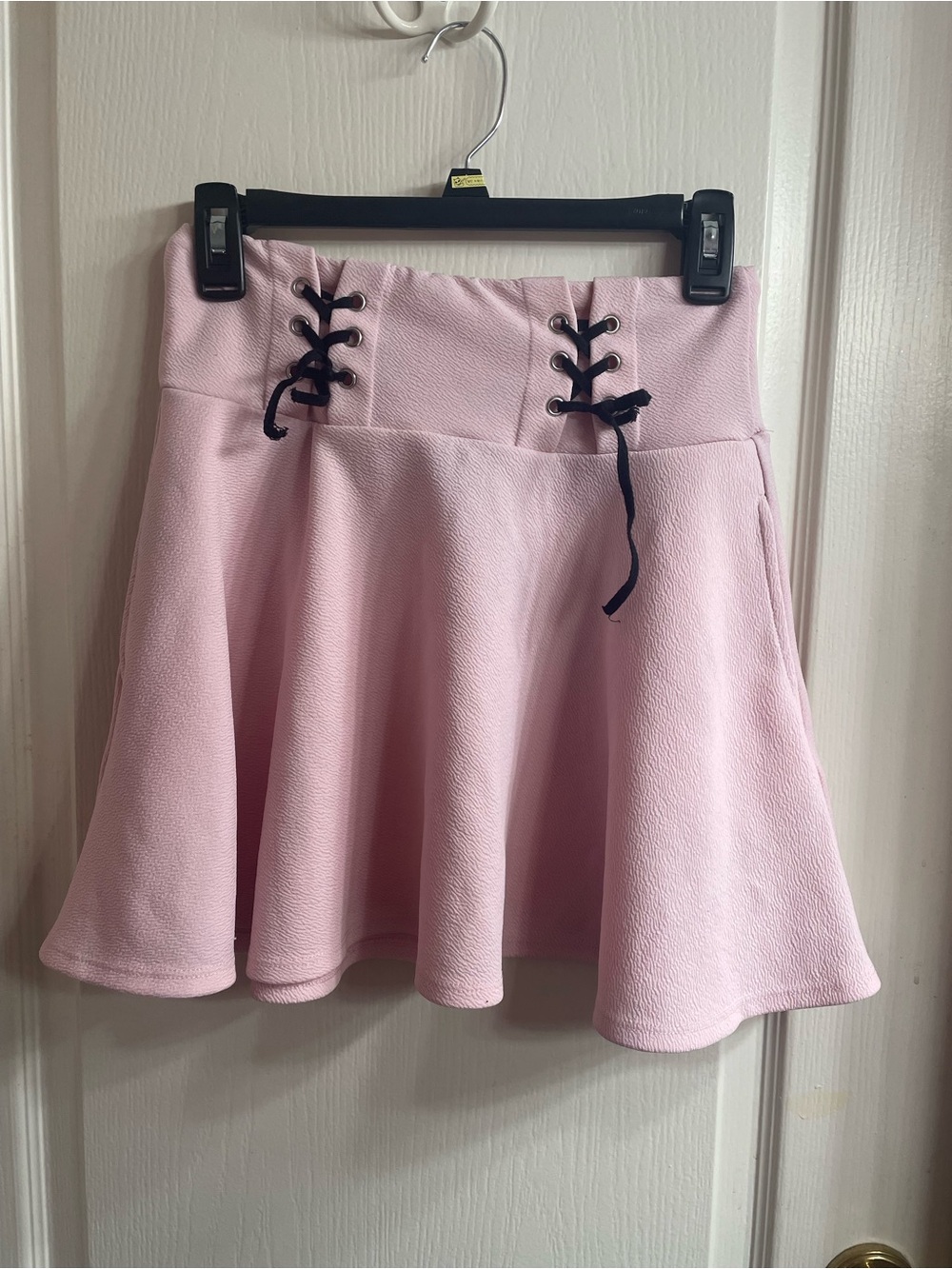 Midnight Hour Women’s Pink Lace Up Mini Skirt Cute Goth Kawaii Feminine